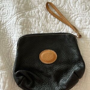 Roots pebbled leather wristlet